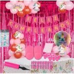 Morlan Set de Cumpleaños Infantil Unicornios para 12 Personas