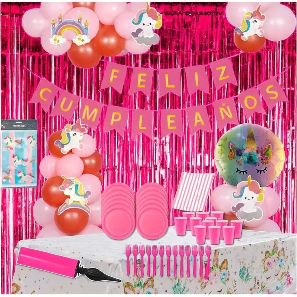 Morlan Set de Cumpleaños Infantil Unicornios para 12 Personas