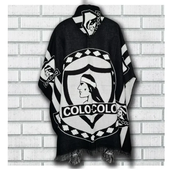 Morlan Poncho Colo-Colo con Capucha | Abrigo Oficial Blanco y Negro