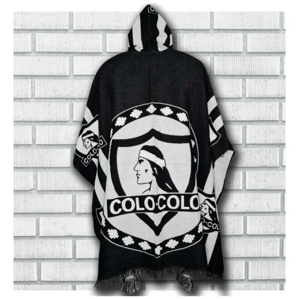 Morlan Poncho Colo-Colo con Capucha | Abrigo Oficial Blanco y Negro