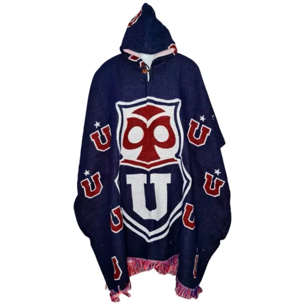Morlan Poncho Universidad de Chile con Capucha | Abrigo Azul para Hinchas