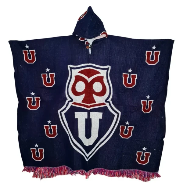 Morlan Poncho Universidad de Chile con Capucha | Abrigo Azul para Hinchas