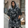 Morlan Poncho Venom Negro con Capucha 80% Lana