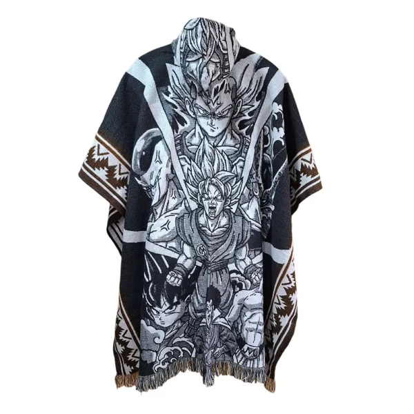 Morlan Poncho Dragon Ball Negro con Capucha 80% Lana