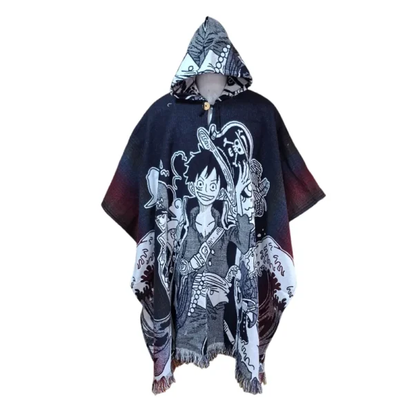 Morlan Poncho One Piece Rojo con Capucha 80% Lana