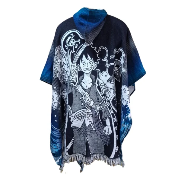 Morlan Poncho One Piece Azul con Capucha 80% Lana