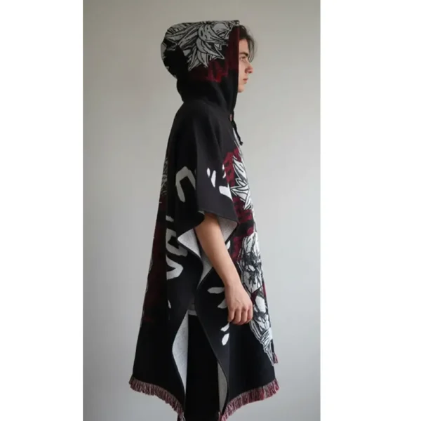 Morlan Poncho Dragon Ball Rojo con Capucha 80% Lana