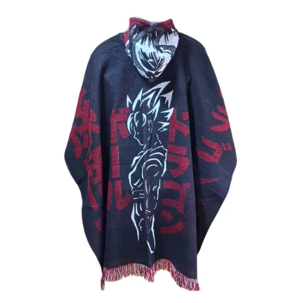 Morlan Poncho Dragon Ball Rojo con Capucha 80% Lana