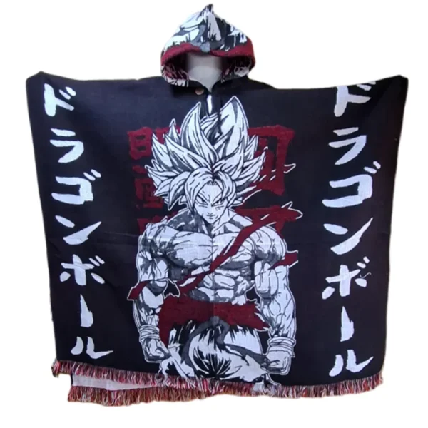 Morlan Poncho Dragon Ball Rojo con Capucha 80% Lana