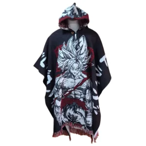 Morlan Poncho Dragon Ball Rojo con Capucha 80% Lana