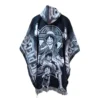 Morlan Poncho One Piece Negro-Gris con Capucha 80% Lana