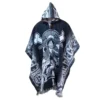 Morlan Poncho One Piece Negro-Gris con Capucha 80% Lana