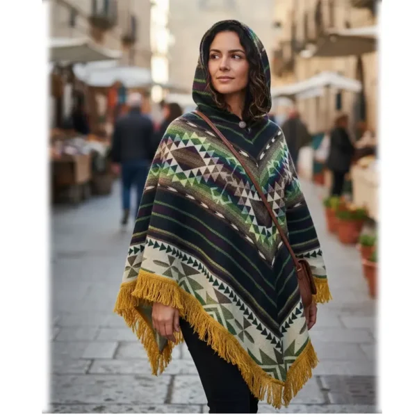 Ponchos de Lana de Oveja y Alpaca Esquinados