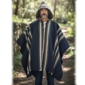 Poncho de Huaso de Lana de Oveja Negro