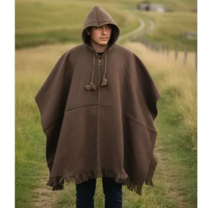 Poncho de Lana de Oveja Café