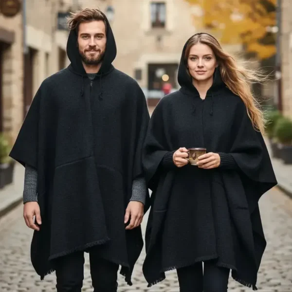 Poncho de Lana de Oveja Negro