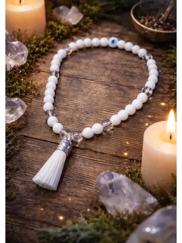 Morlan Japa Mala Blanco de 45 Cuentas – Meditación y Energía Positiva